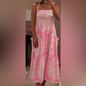 Juliet Dunn Pink and White Palladio Maxi Dress